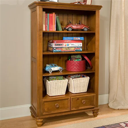 Bookcase with 3 Shelves, 2 Storage Baskets and 2 Drawers